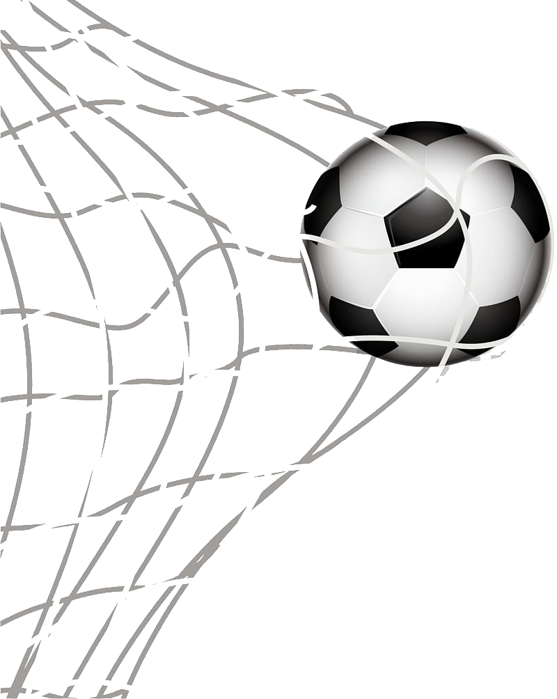Ballon de football noir et blanc dans le filet